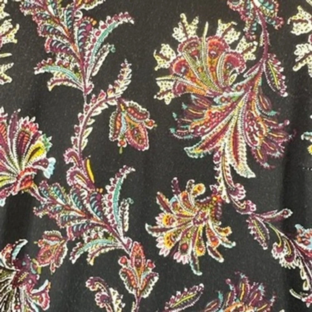 J. Jill Wearever Dress Sz SP Paisley Floral V-Neck 3/4 Sleeve Sheath Boho Artsy